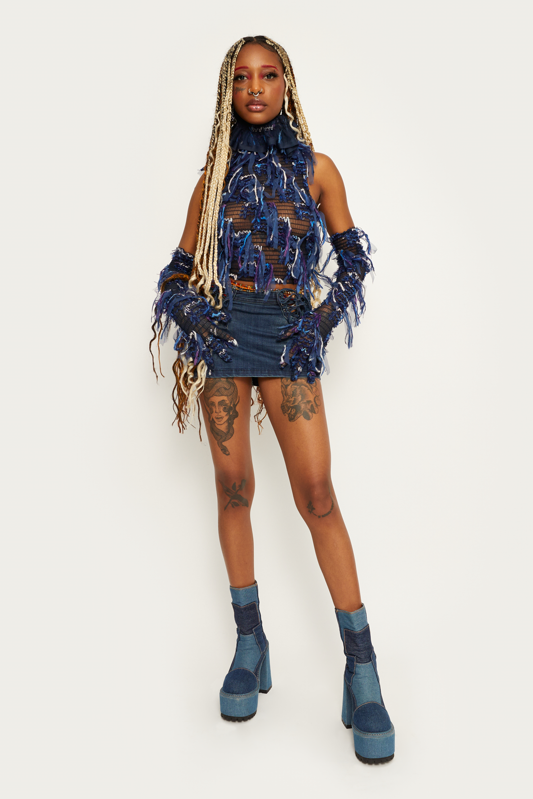 Goddess Summer Gloves Denim Blue - Sarah Regensburger