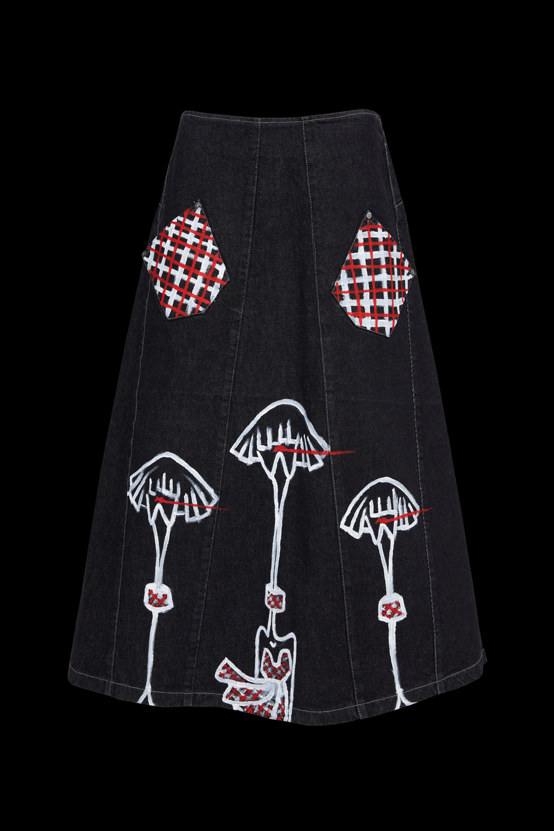 Upcycling Denim Skirt "Red Lipstick" - Sarah Regensburger