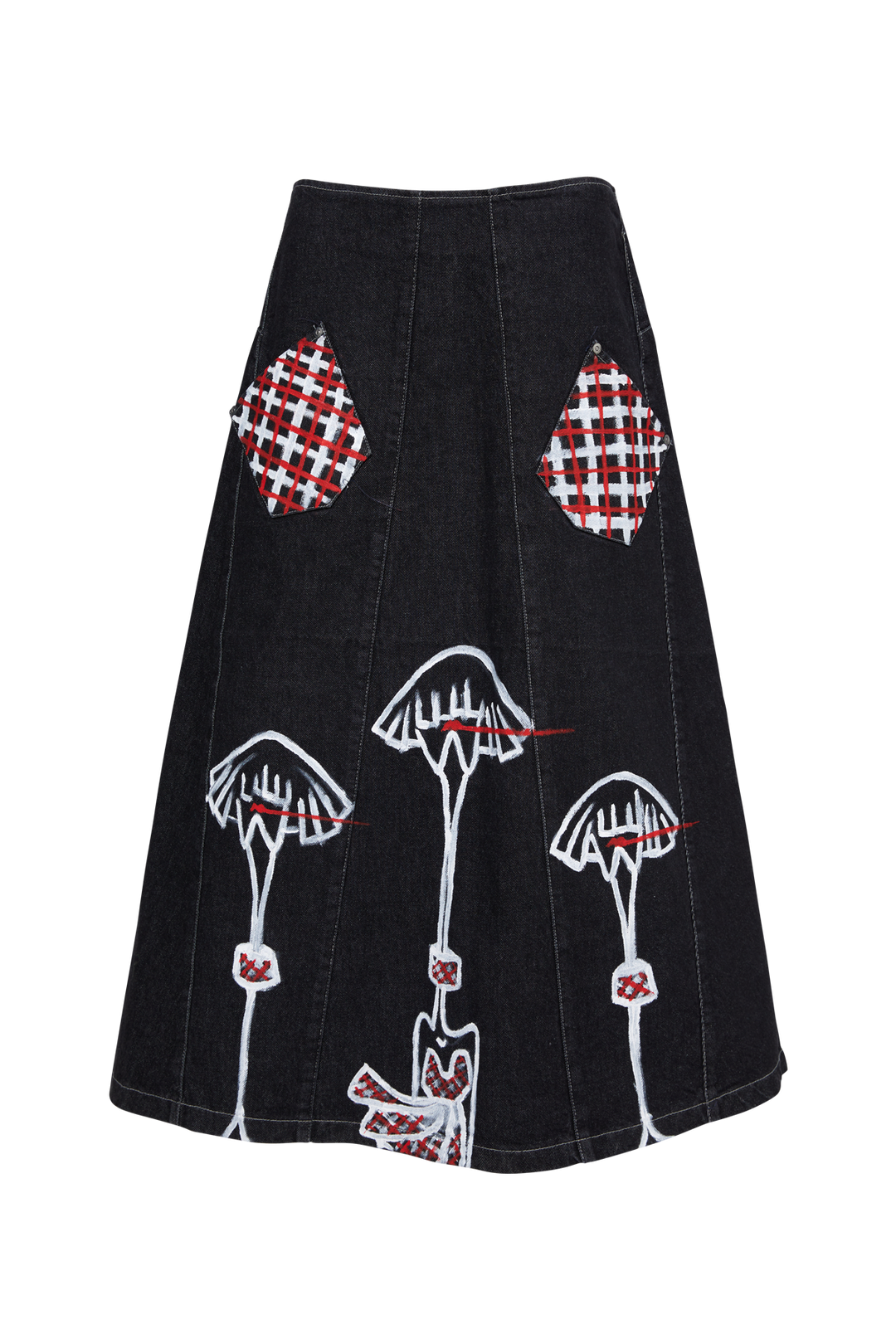 Upcycling Denim Skirt "Red Lipstick" - Sarah Regensburger