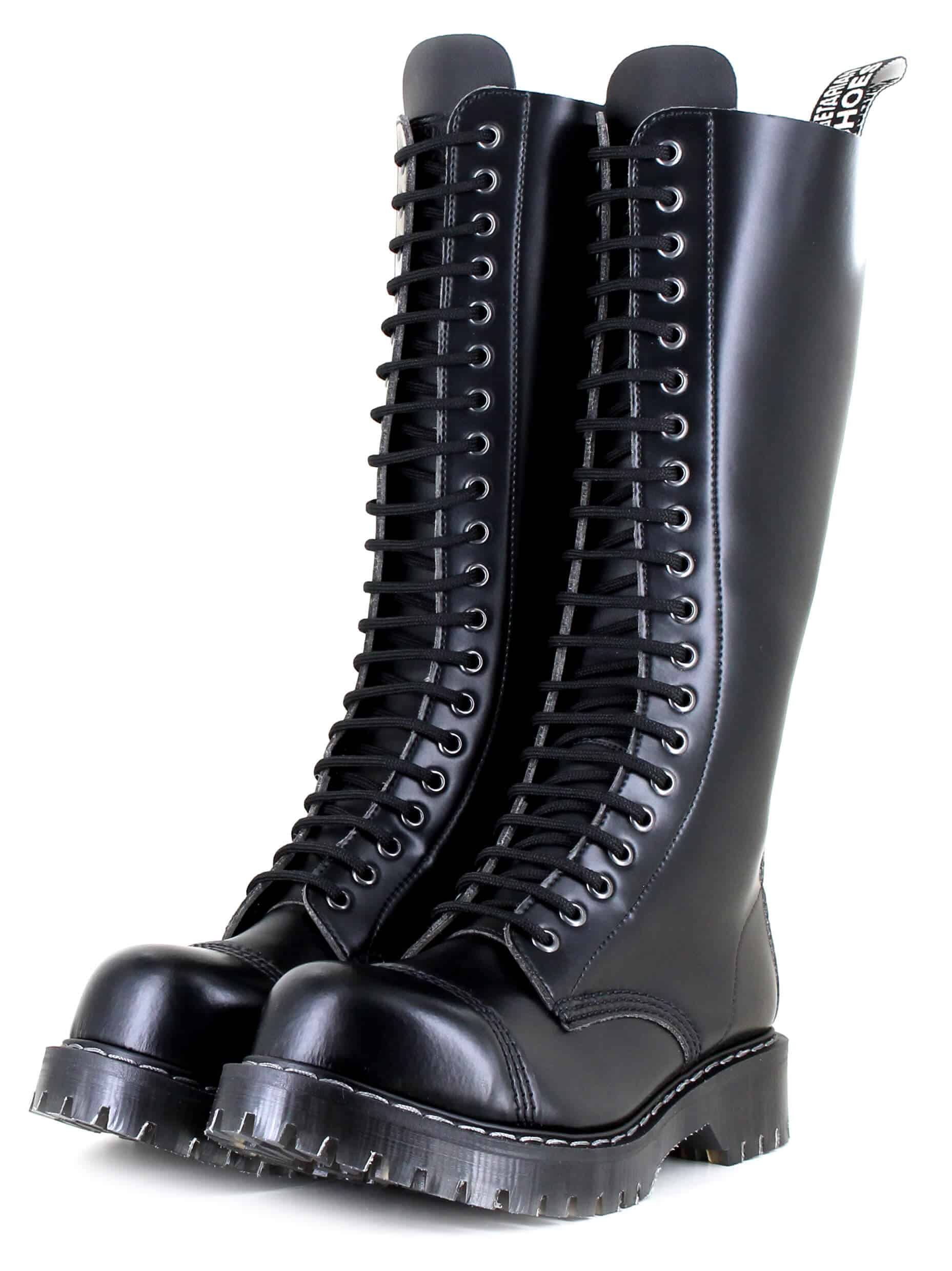 Unique High Boots in Punk Style made in high quality vegan material. Made in the UK.