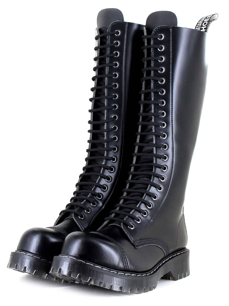 Unique High Boots in Punk Style made in high quality vegan material. Made in the UK.
