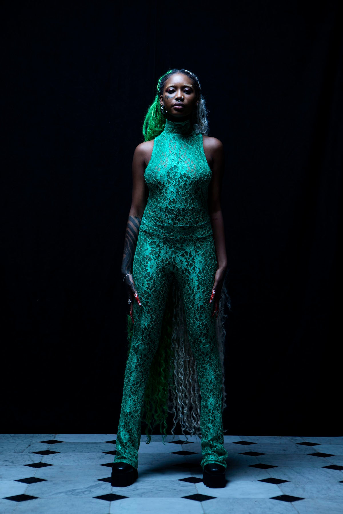 Green Summer Lace Catsuit - Sarah Regensburger