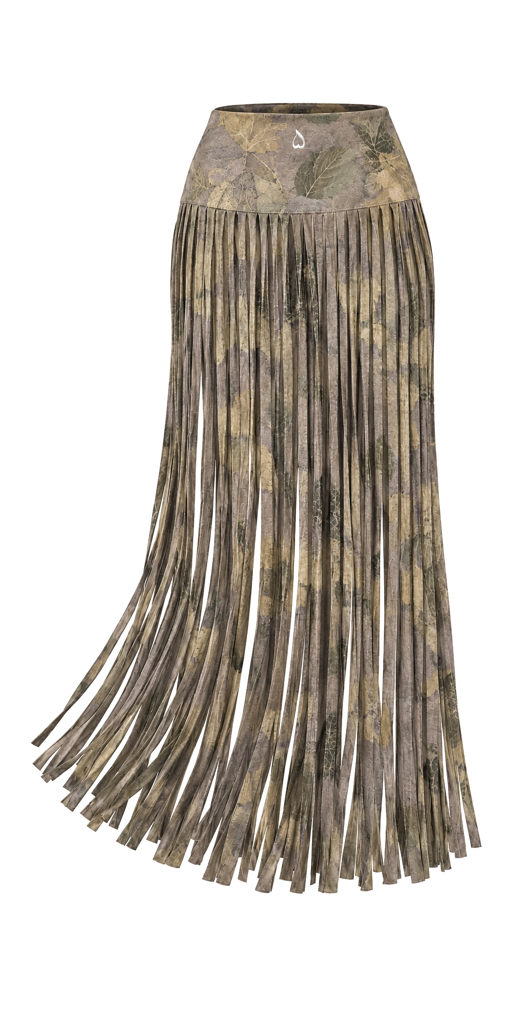 Earth Fringe Skirt · Leaf Print back view