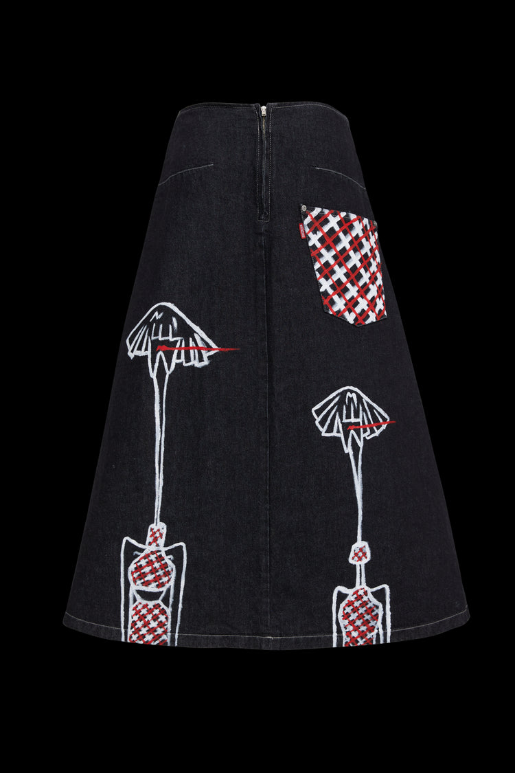 Upcycling Denim Skirt "Red Lipstick" - Sarah Regensburger