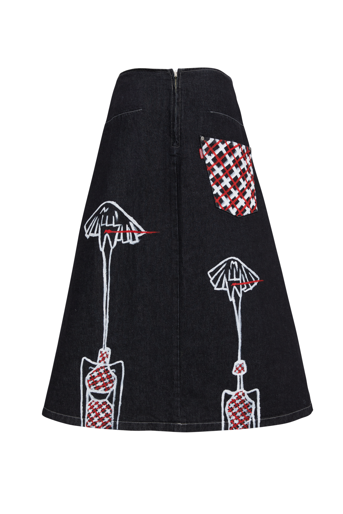 Upcycling Denim Skirt "Red Lipstick" - Sarah Regensburger