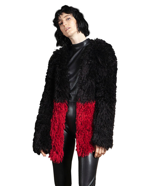 Black and red hand knitted Jacket.  A beautiful piece for the colder days - feeling cozy and fashionable at the same time.