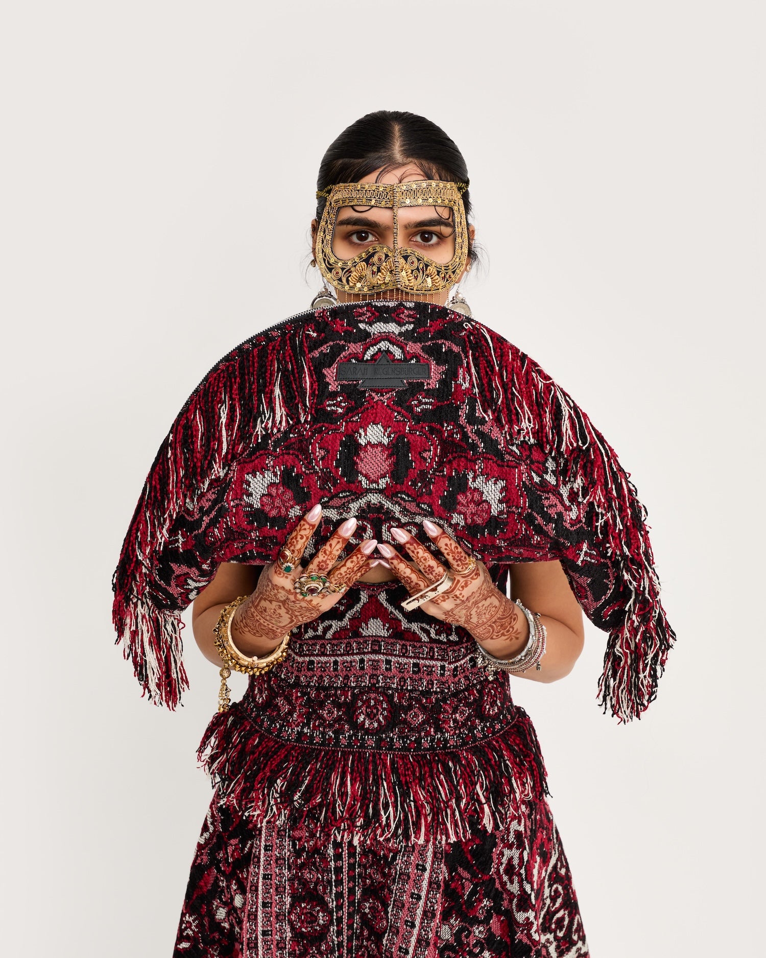 The Seda Bag held in front of a model in the Diaspora campaign