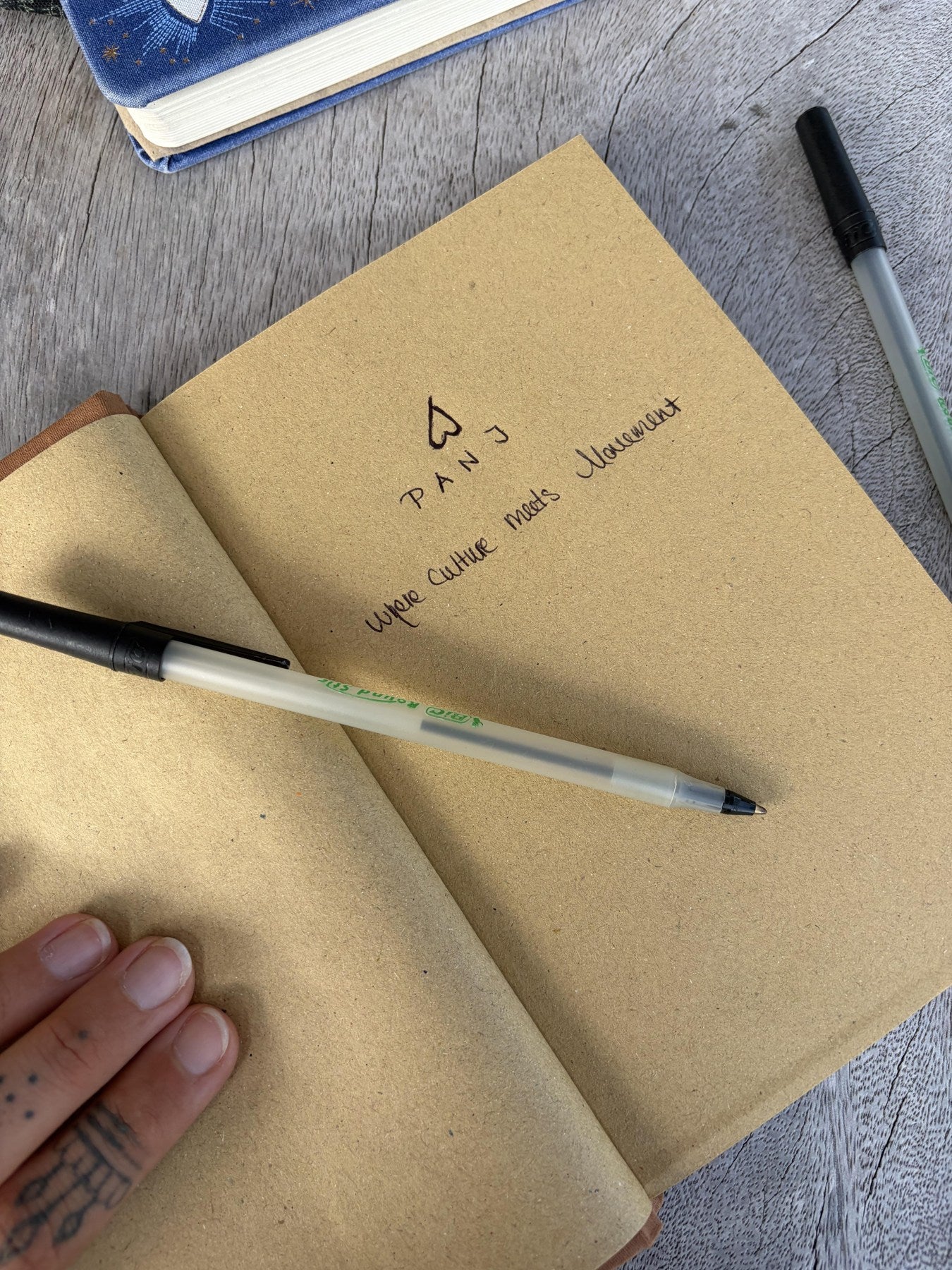 The PANJ symbol and name sketched in a notebook